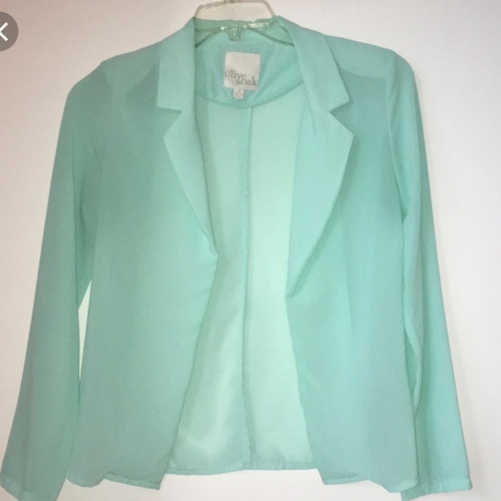 Mint open front polyester blazer